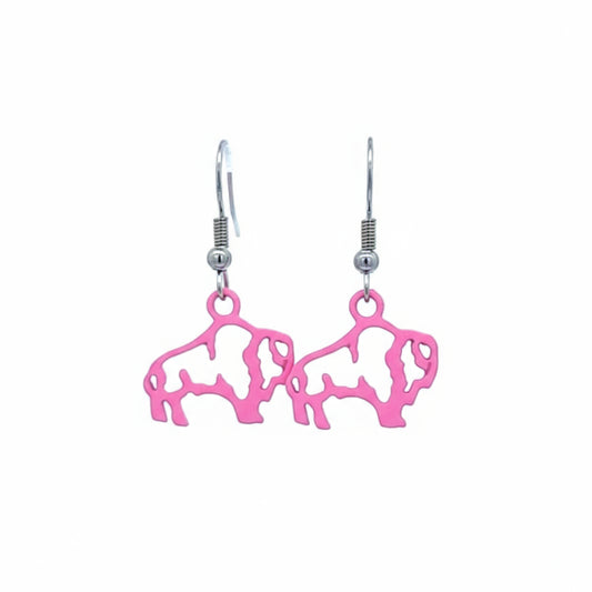 Cancer Awareness Pink Buffalo Earrings