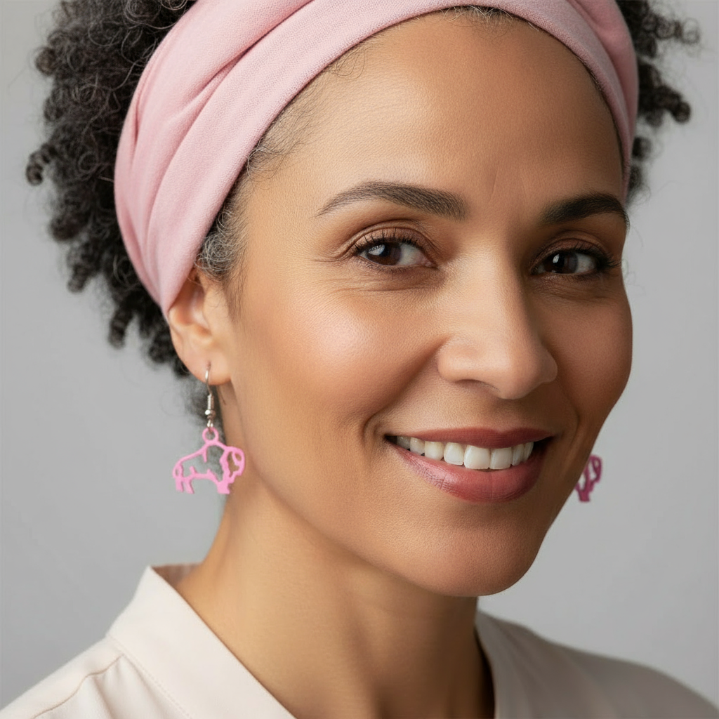 Cancer Awareness Pink Buffalo Earrings