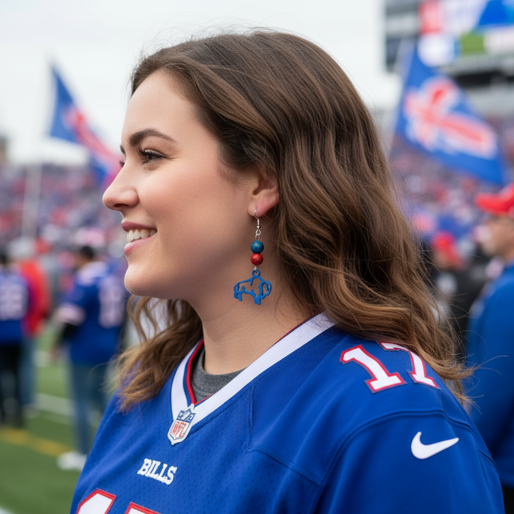 2 Gemstone Red/Blue Buffalo Earrings
