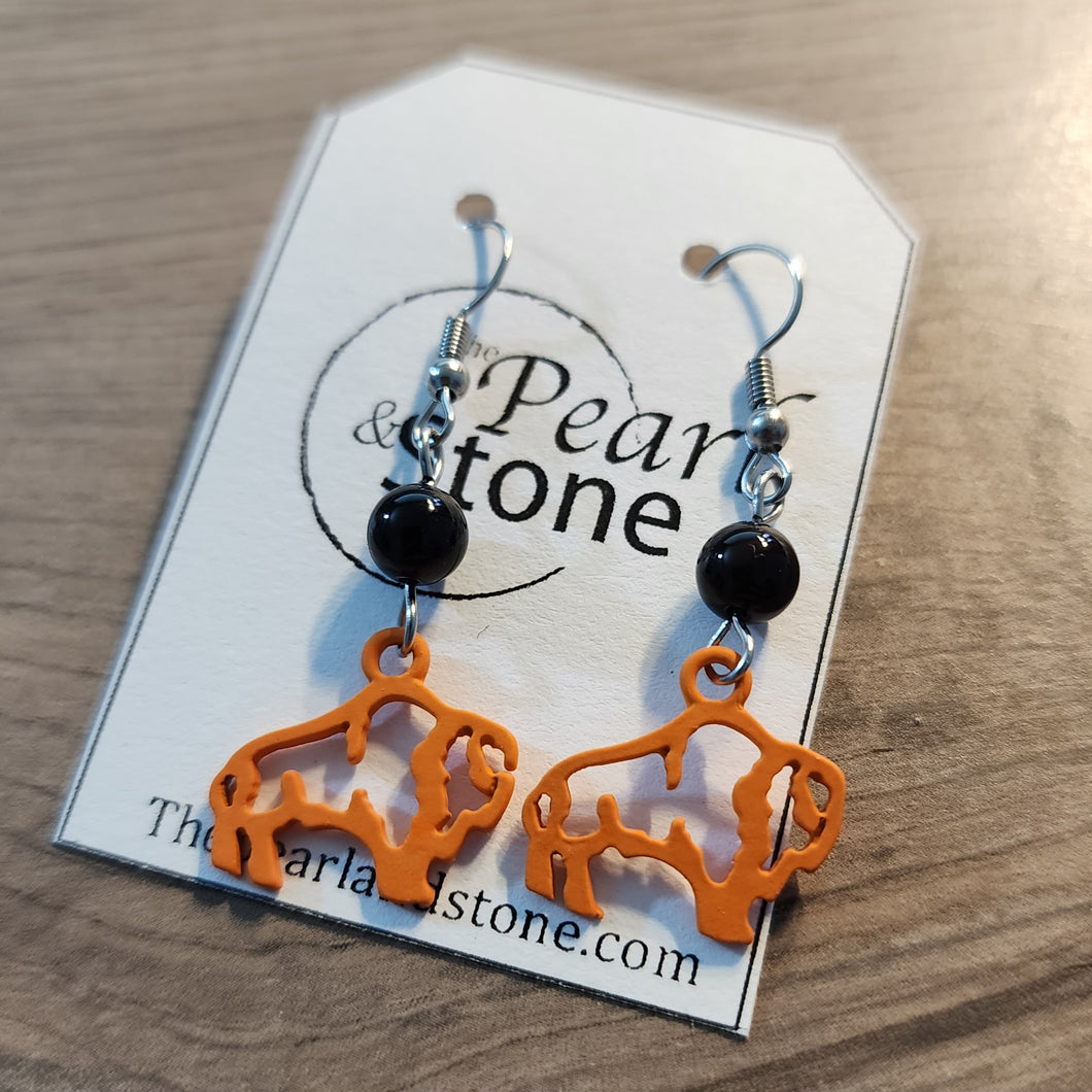 Orange & Black Buffalo Lacrosse Fan Earrings