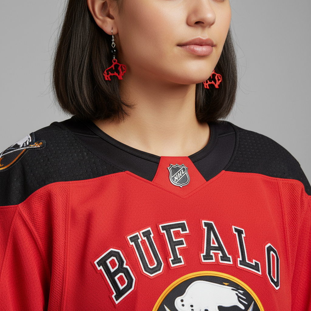 Buffalo Hockey 3rd Jersey Earrings - The Pearl & Stone Jewelry