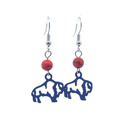 Red/Blue Buffalo Fan Earrings