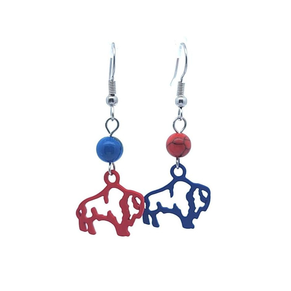 Red/Blue Buffalo Fan Earrings