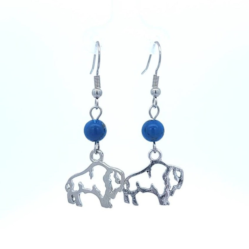Red Blue Buffalo Fan Charm Earrings