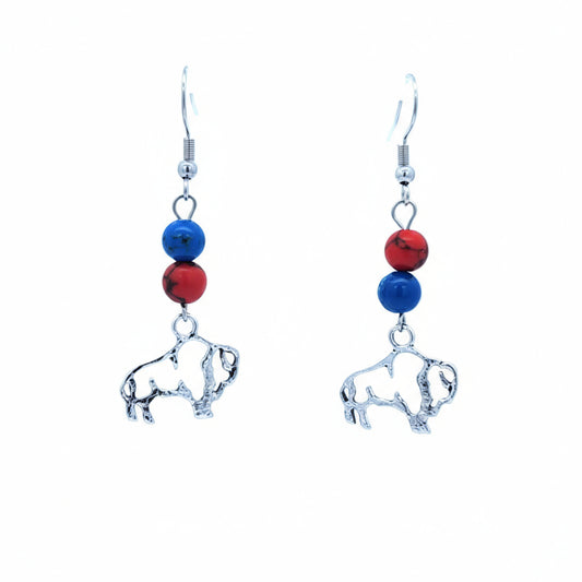 2 Gemstone Bead Buffalo Earrings