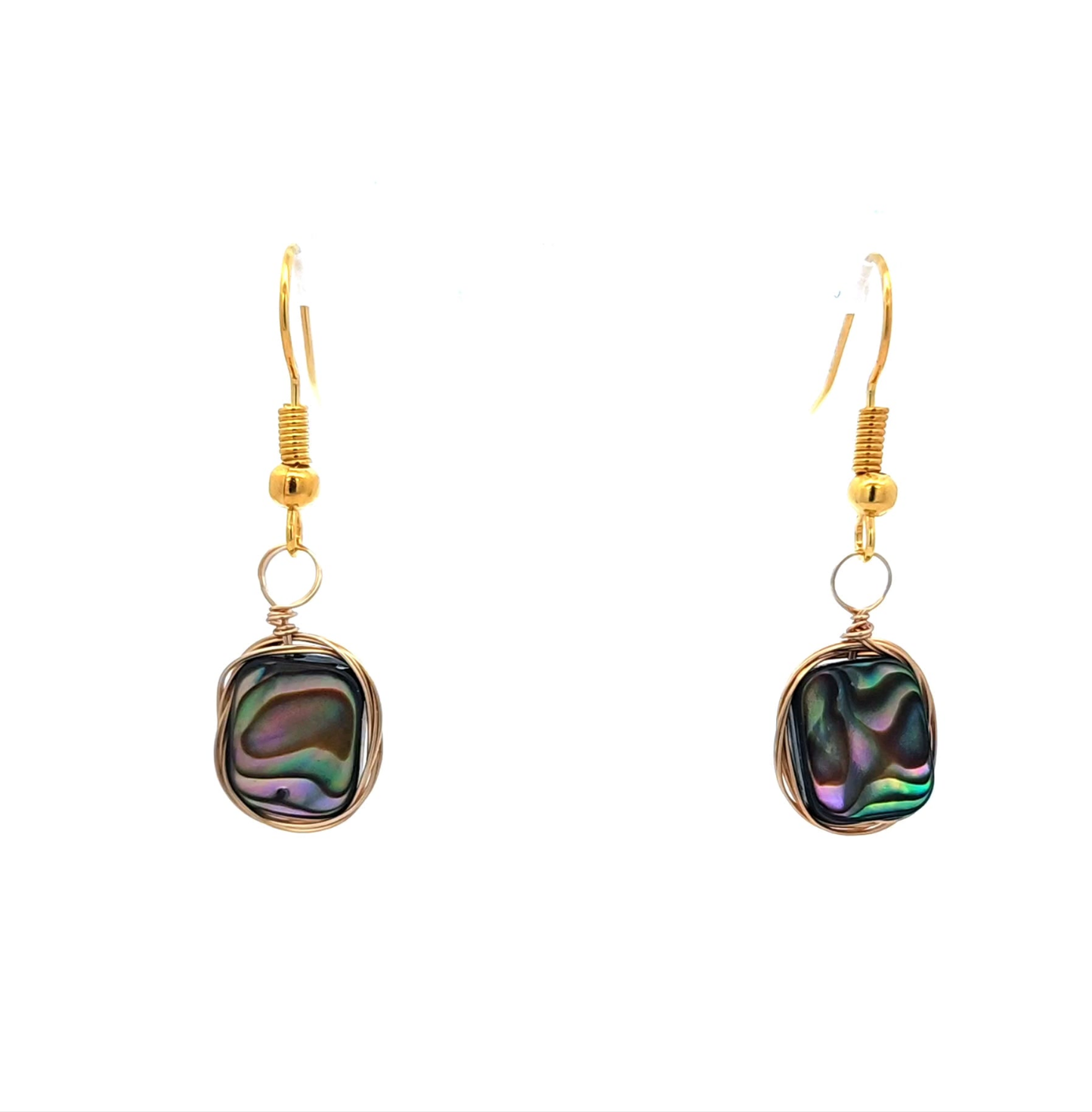 Mother of Pearl Rectangle Earrings in Gold
