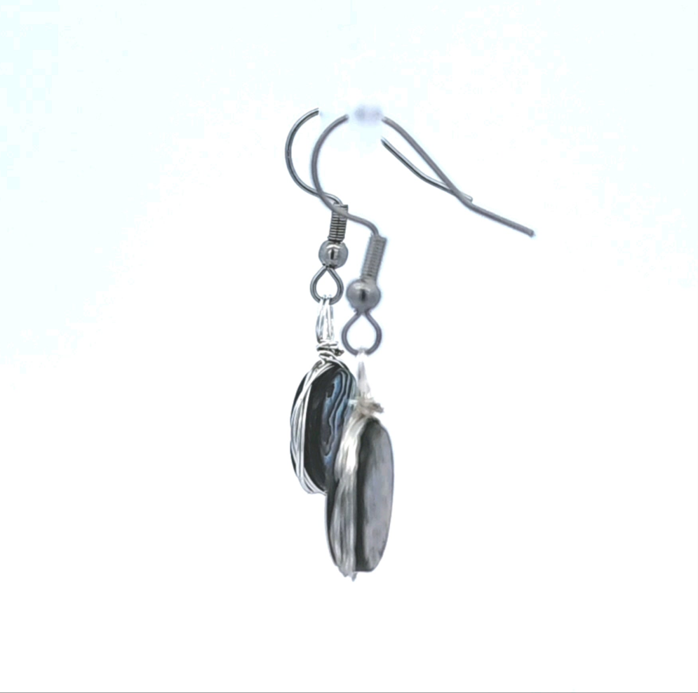 Round Mother of Pearl Earring in Silver