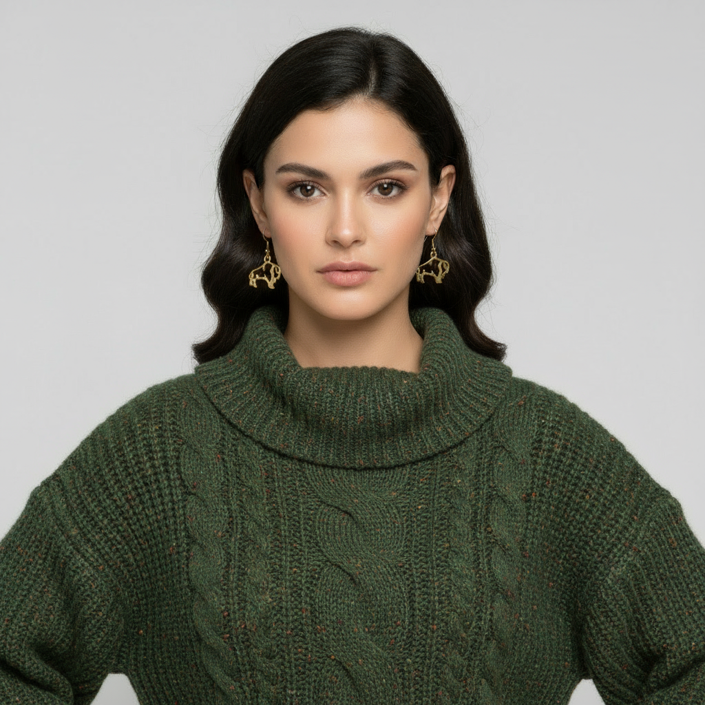 Gold Buffalo Earrings