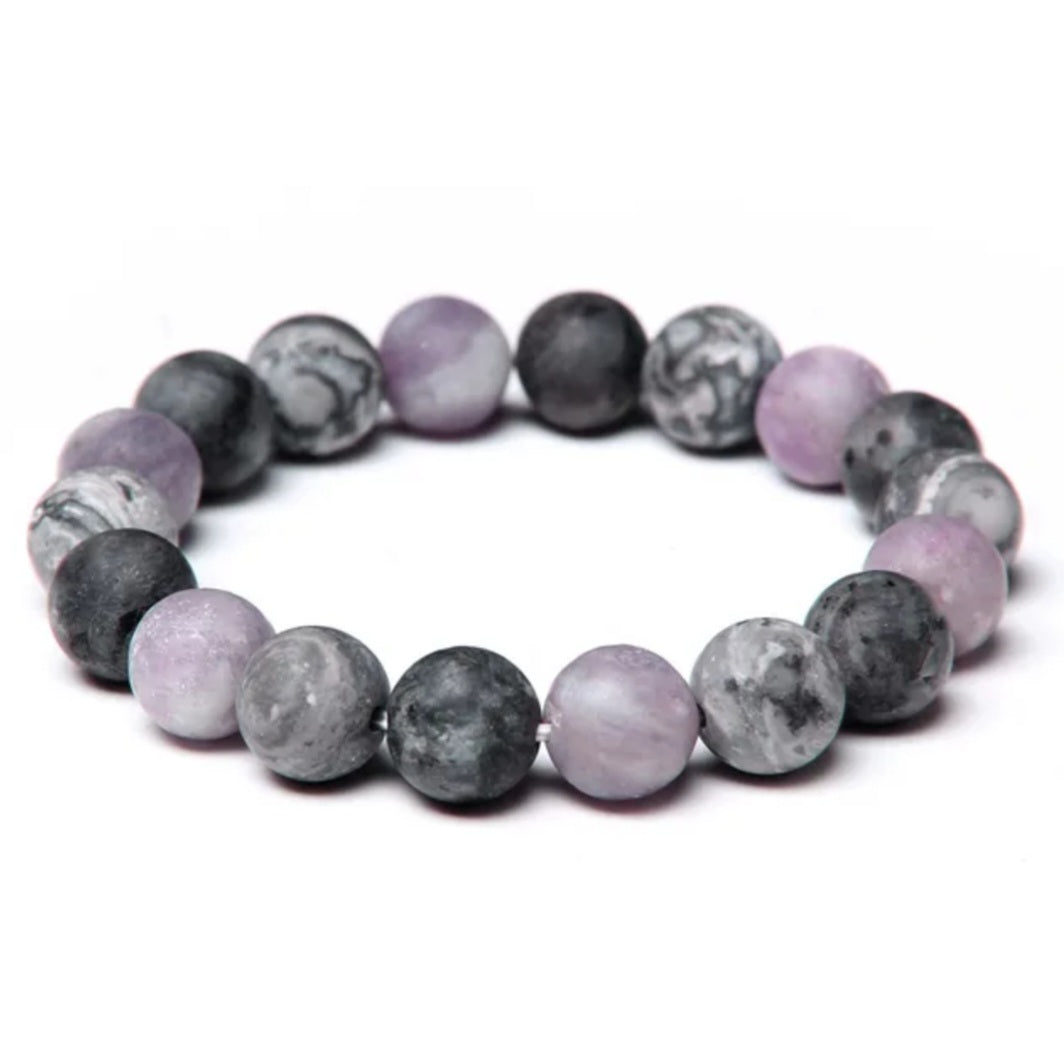 Purple & Black Mixed Gemstone  Bracelet