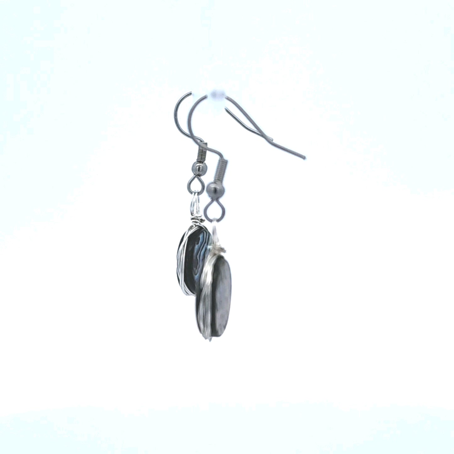 Round Mother of Pearl Earring in Silver