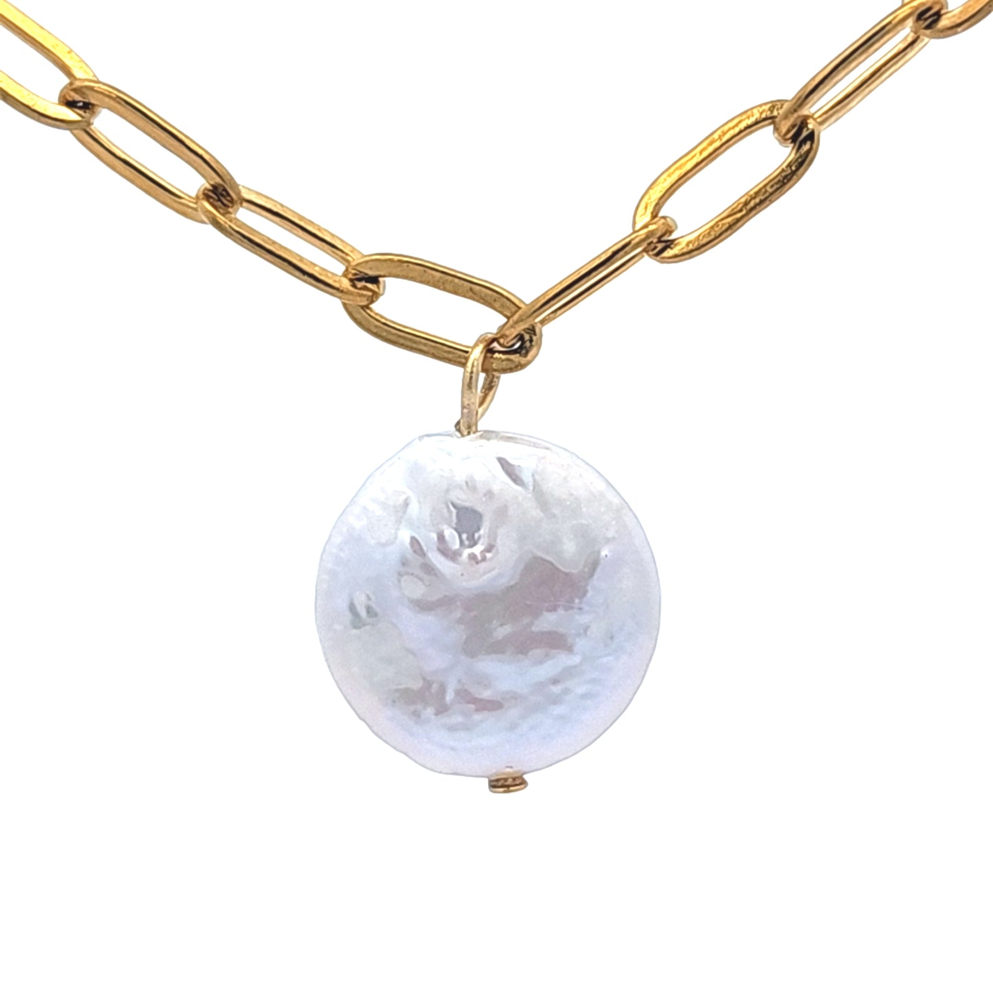 Freshwater Coin Pearl Drop Necklace
