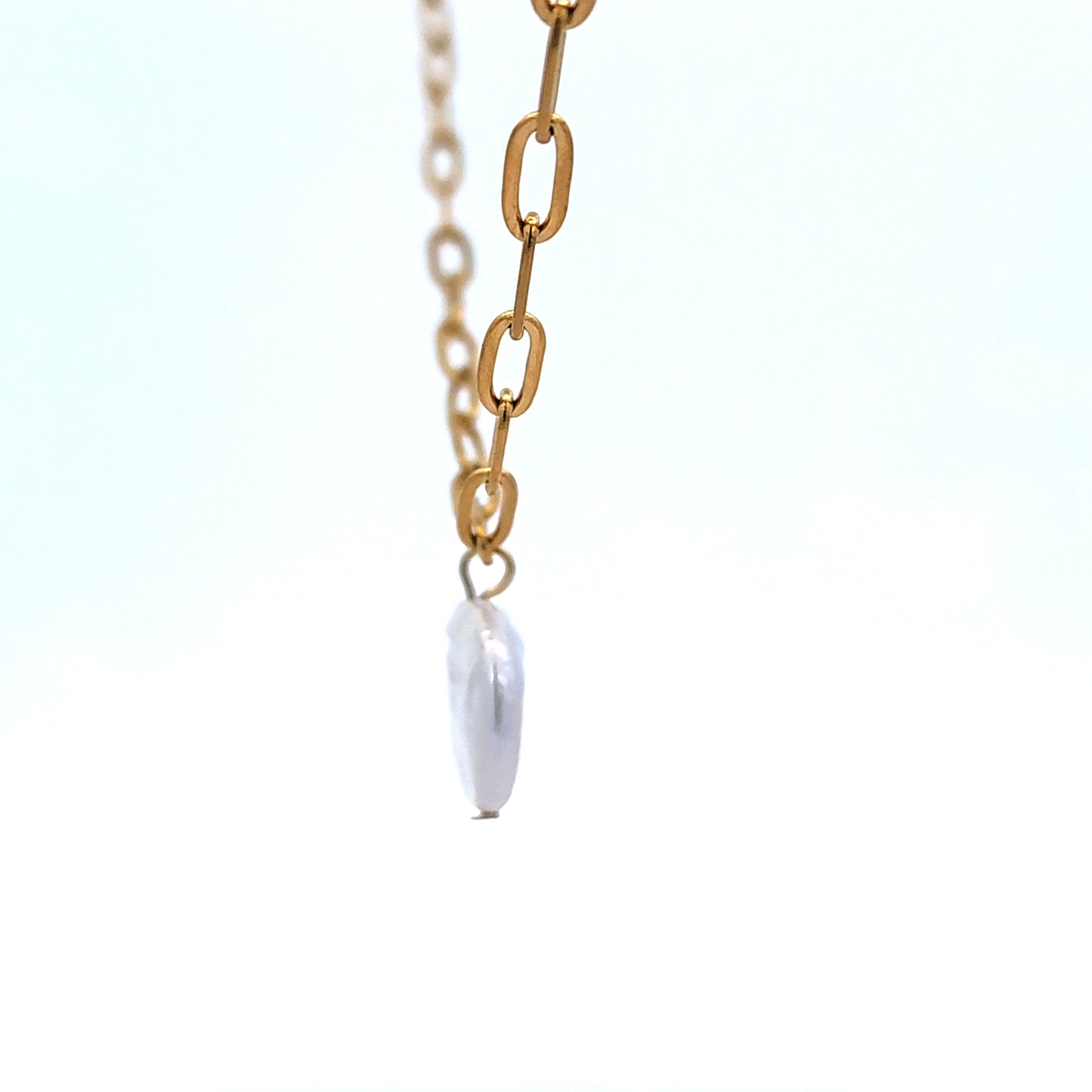 Freshwater Coin Pearl Drop Necklace