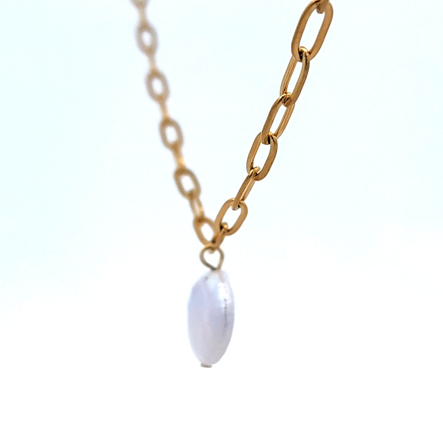 Freshwater Coin Pearl Drop Necklace