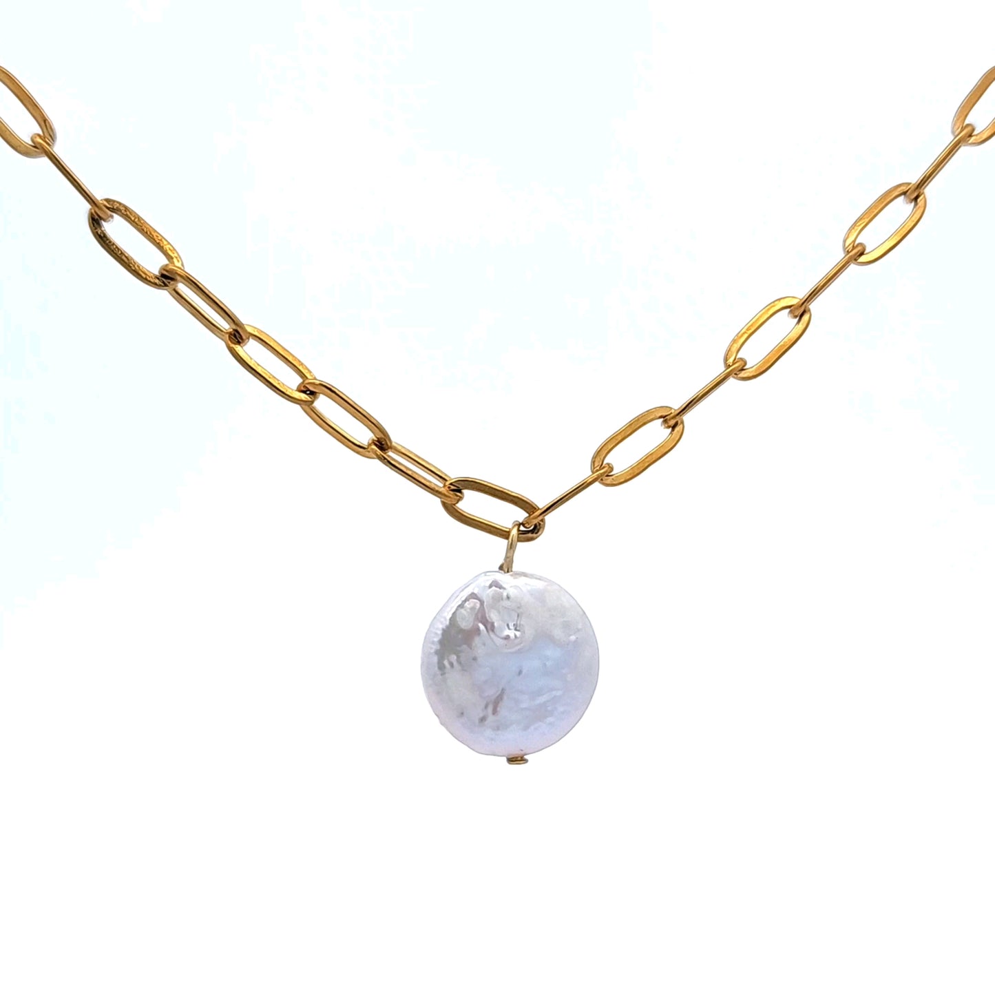 Freshwater Coin Pearl Drop Necklace