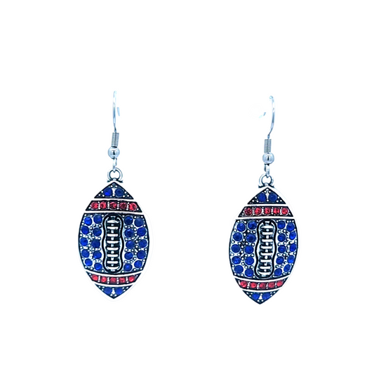 Red & Blue Game Day Football Earrings