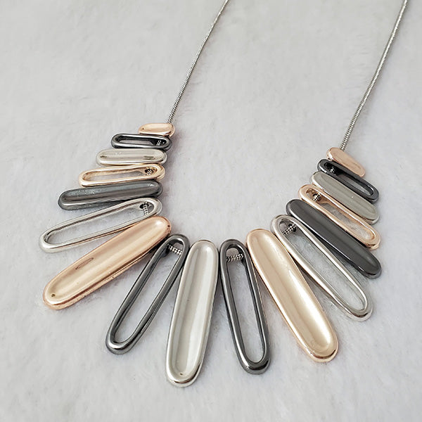 Graduated multi tone Rhodium necklace - The Pearl & Stone Jewelry
