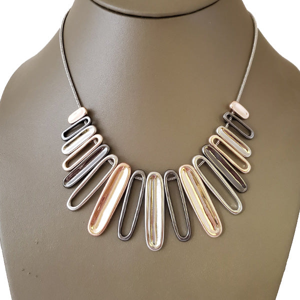 Graduated multi tone Rhodium necklace - The Pearl & Stone Jewelry