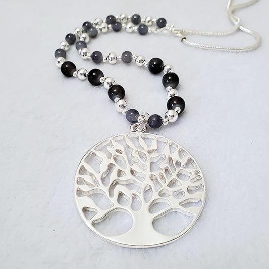 Tree of Life Pendant Rhodium Necklace - The Pearl & Stone Jewelry