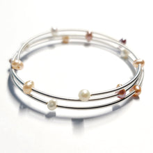 Delicate Silver Triple Wrap Pearl Bracelet
