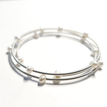 Delicate Silver Triple Wrap Pearl Bracelet