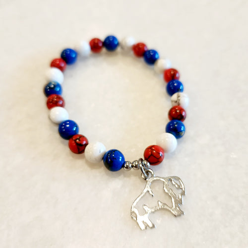 Kids Buffalo Fan Gemstone Charm Bracelet