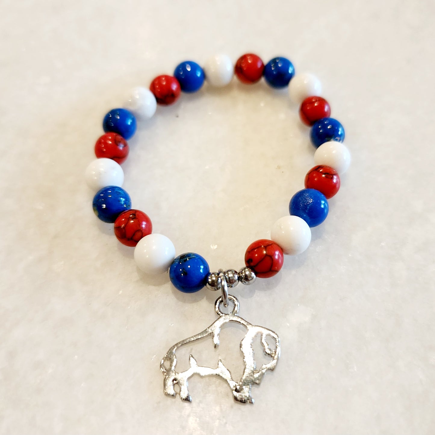 Kids Buffalo Fan Gemstone Charm Bracelet