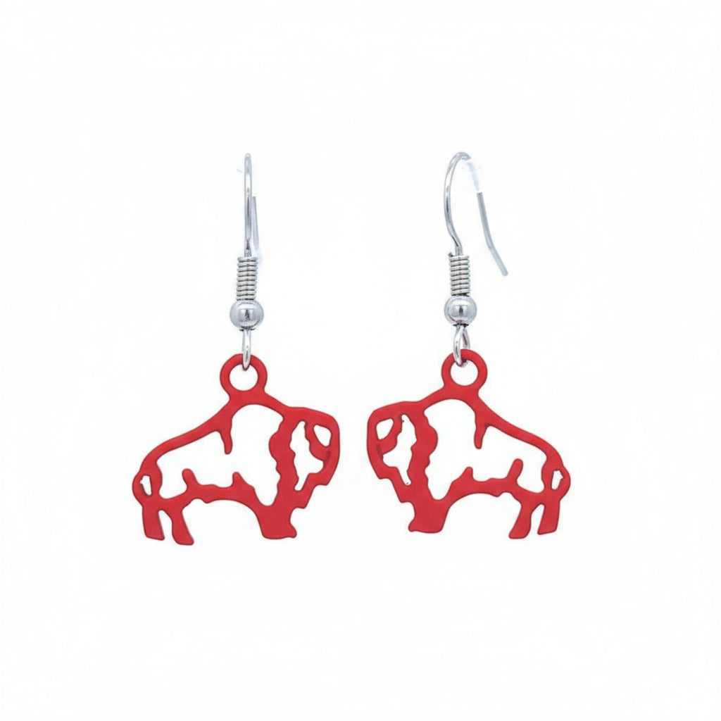 Red & Blue Colored Buffalo Fan Earrings