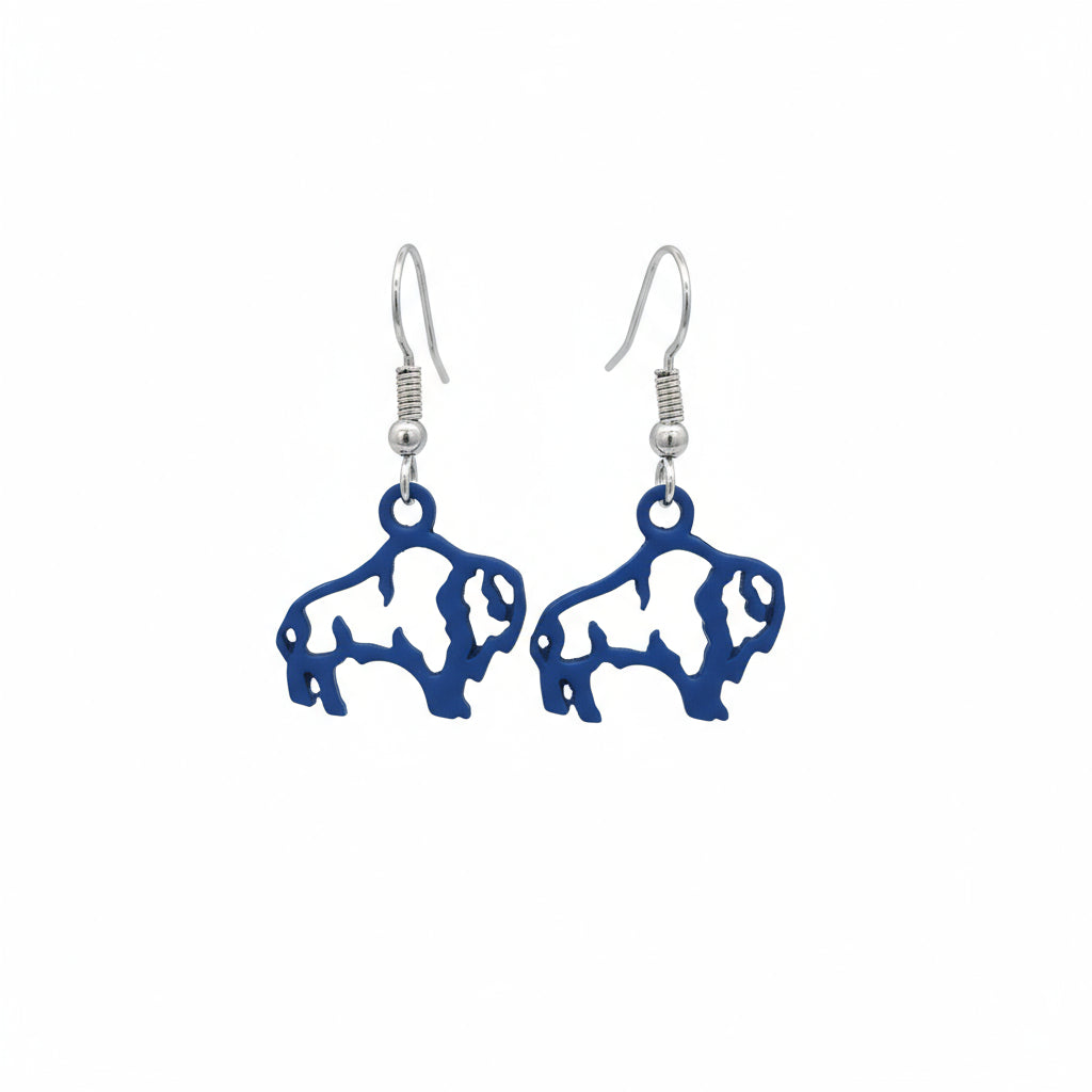 Red & Blue Colored Buffalo Fan Earrings