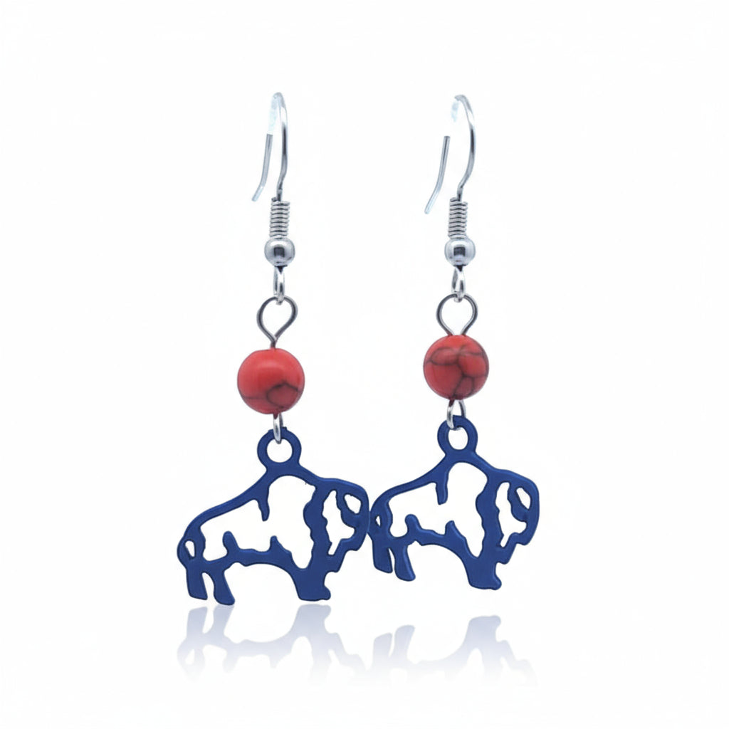 1 Gemstone Colored Buffalo Earrings