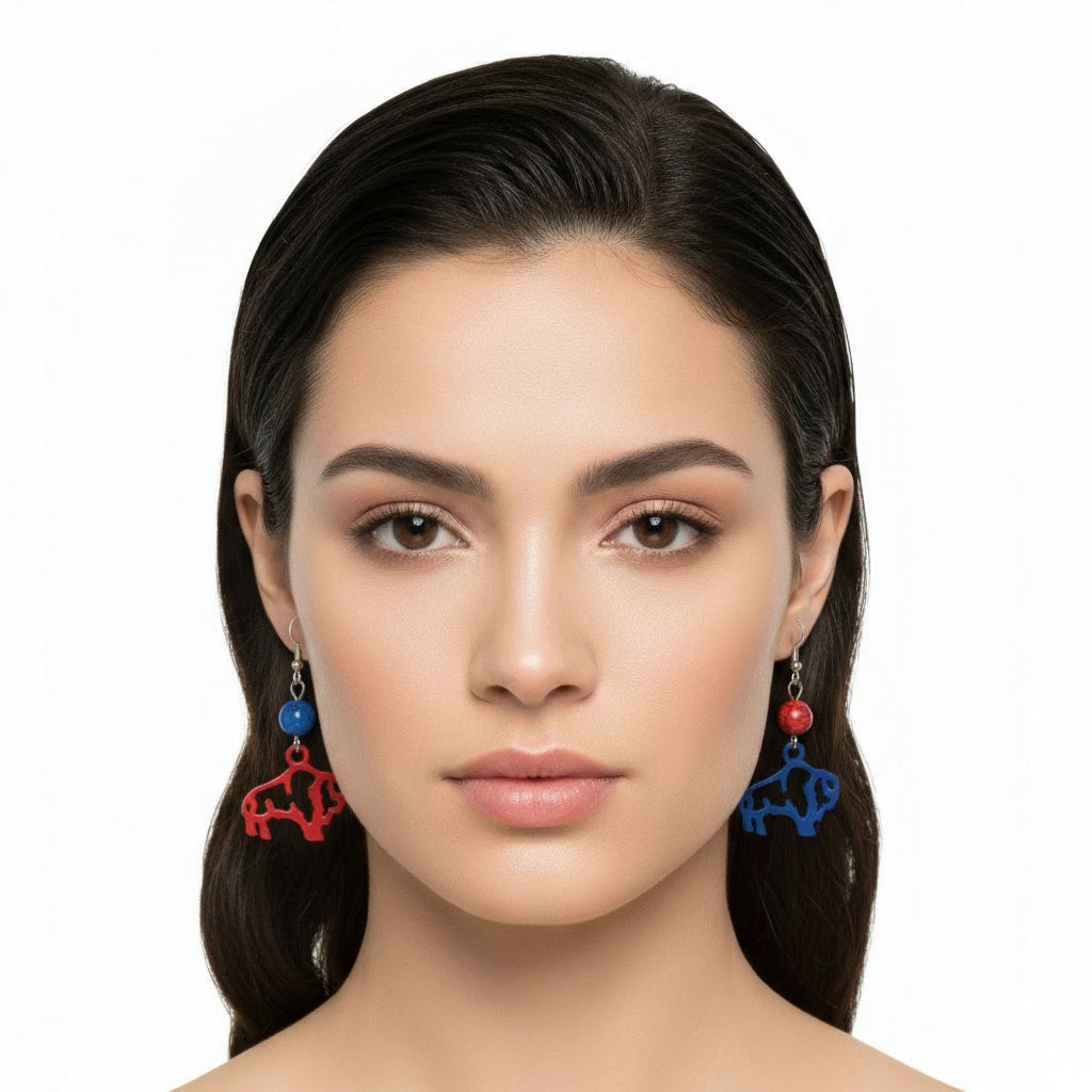 1 Gemstone Colored Buffalo Earrings