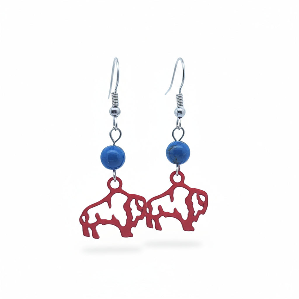 1 Gemstone Colored Buffalo Earrings