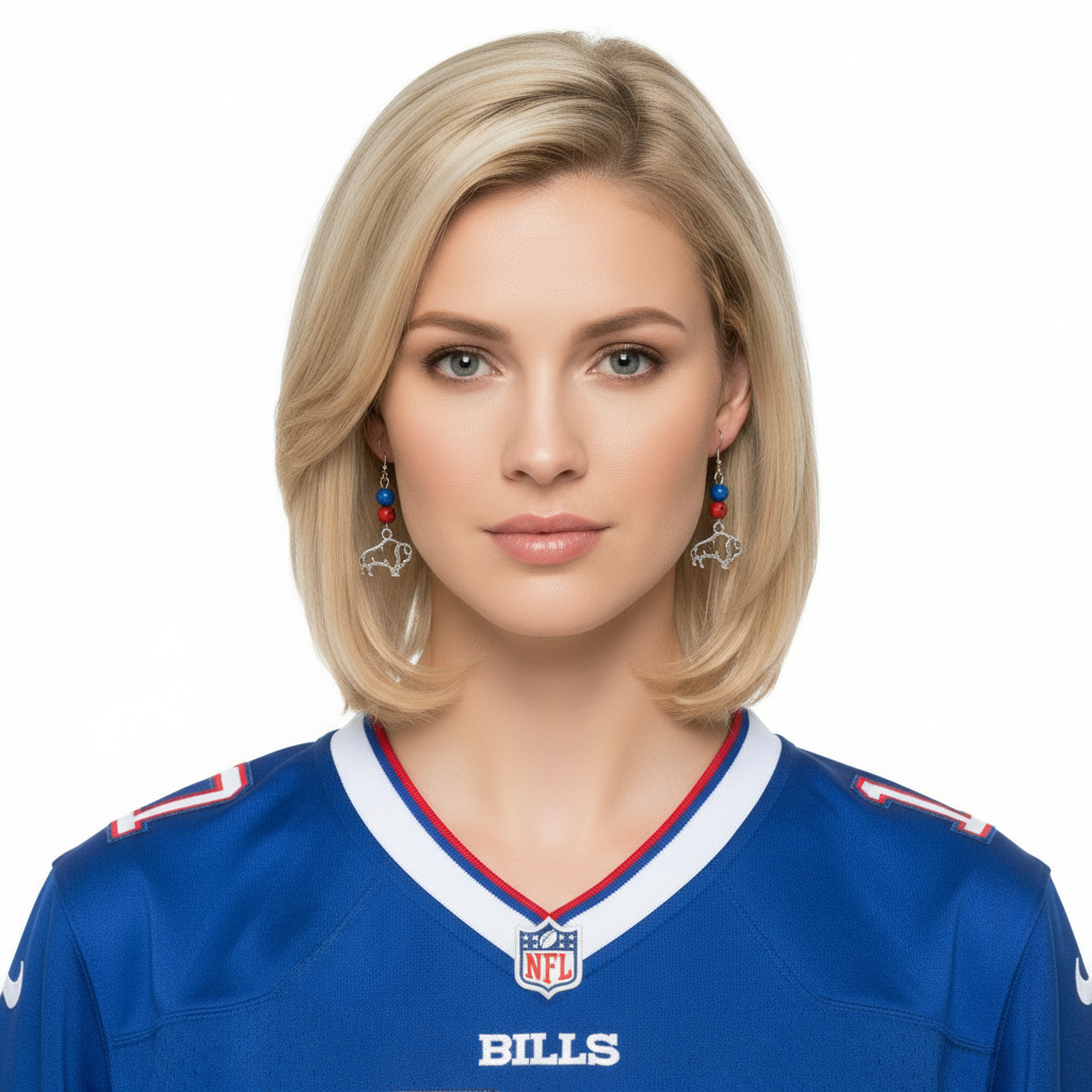 2 Gemstone Bead Buffalo Earrings