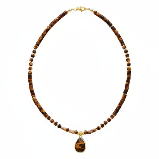 Tiger Eye Gemstone Pendant Necklace