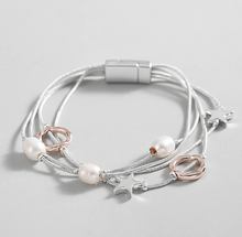 Simple Star & Pearl Silver Bracelet