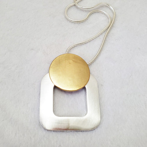 Brushed Satin Geo Pendant Necklace - The Pearl & Stone Jewelry 