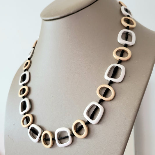 Rhodium Silver & Gold Tone necklace - The Pearl & Stone Jewelry 