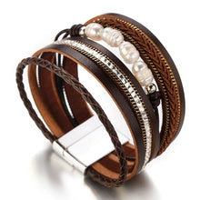 The Cathy Pearl and leather Cuff Bracelet