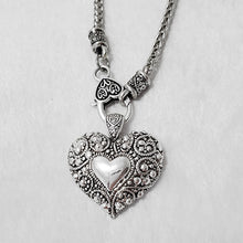 Heart & Lock Clasp Rhodium Necklace - The Pearl & Stone Jewelry 