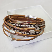 Classic Leather Bling Wrap Bracelet - The Pearl & Stone Jewelry 