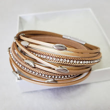 Classic Leather Bling Wrap Bracelet - The Pearl & Stone Jewelry 