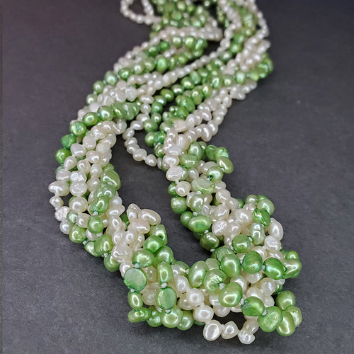 Green & White Freshwater Pearl Necklace